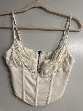 Ivory Ruched Bustier Crop Top